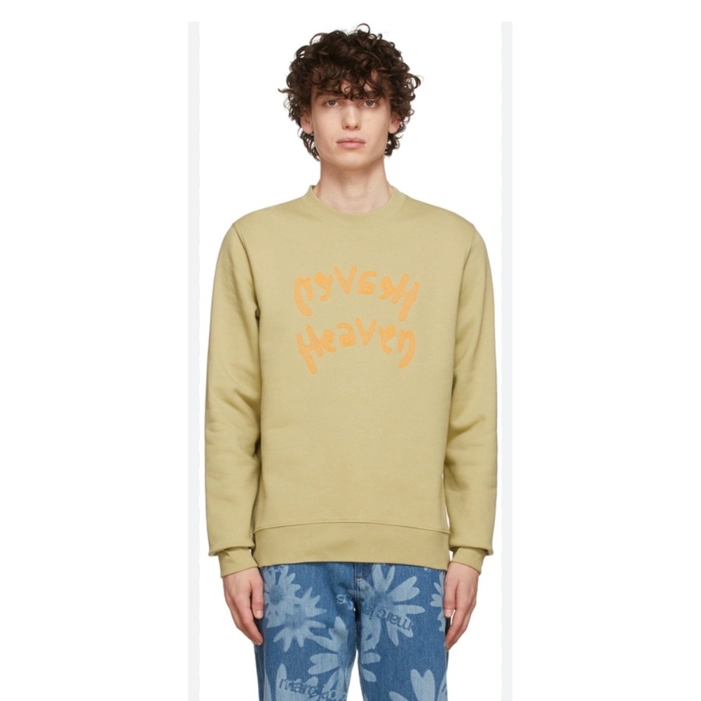 Heaven by Marc Jacobs Sweatshirt Mens XL Yellow Cotton Reverse‎ Puff Print